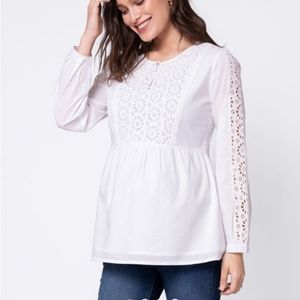 Seraphine maternity nursing white eyelet top